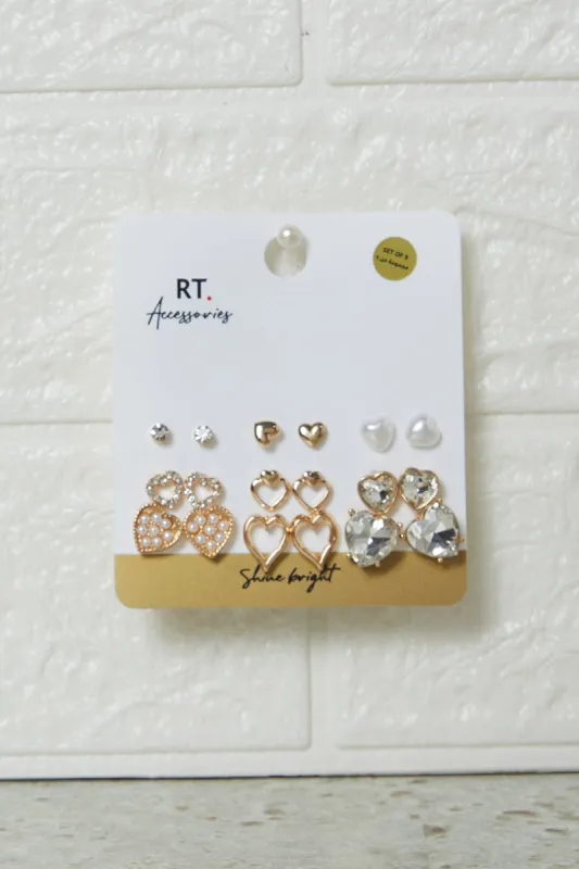 Women Gold Embellished Earrings Set (9 Piece) sold by Redtag