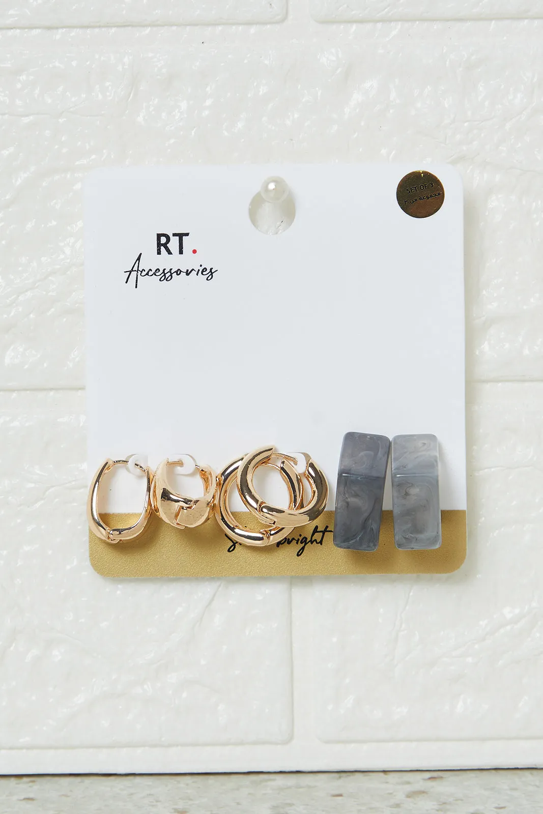 Women Gold Embellished Earrings Set (3 Piece) sold by Redtag