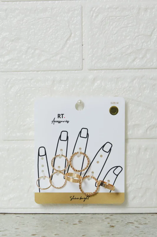 Women Gold Embellished Ring Set (7 Piece) sold by Redtag