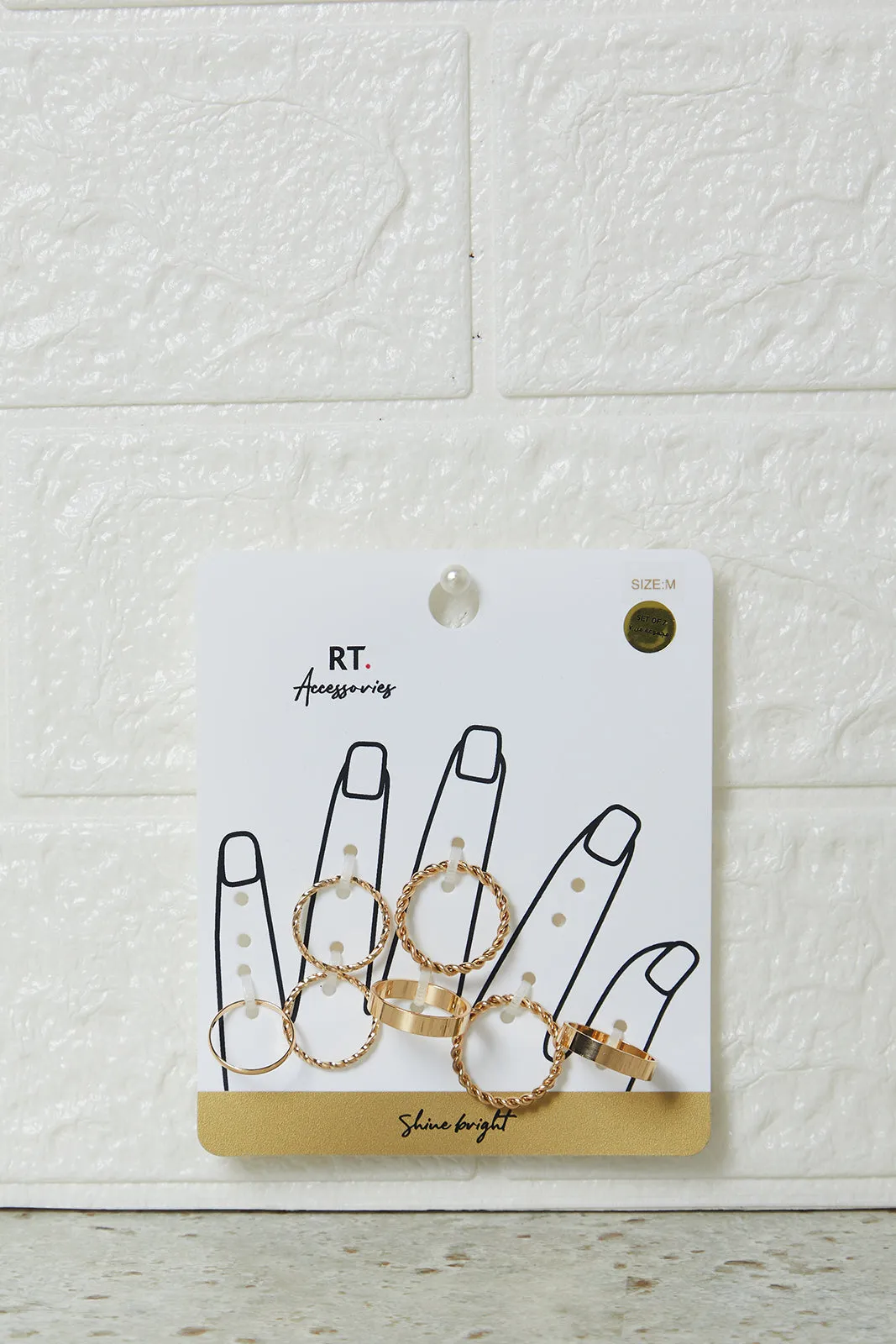 Women Gold Embellished Ring Set (7 Piece) sold by Redtag