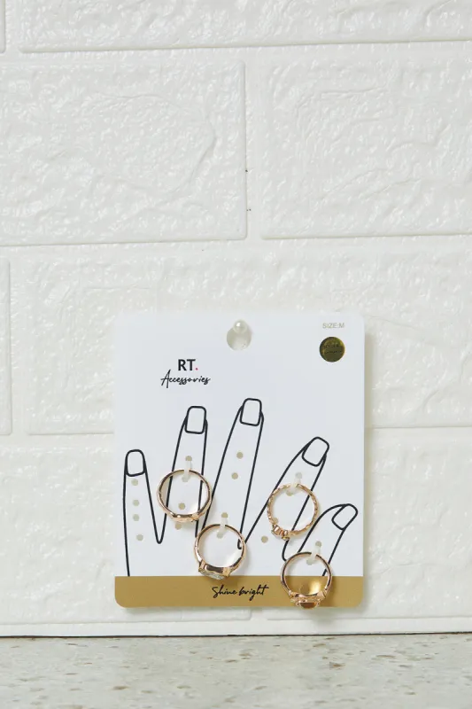 Women Gold Embellished Ring Set (4 Piece) sold by Redtag