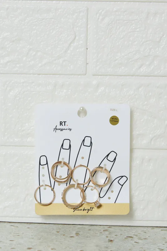 Women Gold Embellished Ring Set (8 Piece) sold by Redtag