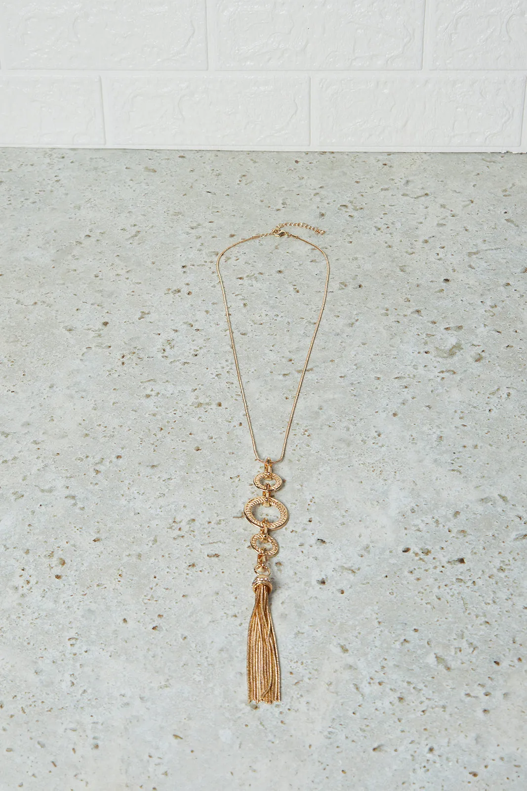 Women Gold Embellished Long Necklace sold by Redtag product image thumbnail 2