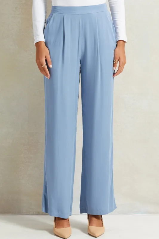 Women Blue Wide Leg Trousers sold by Redtag