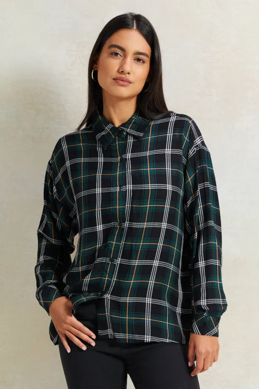 Women Black Checkered Shirt sold by Redtag