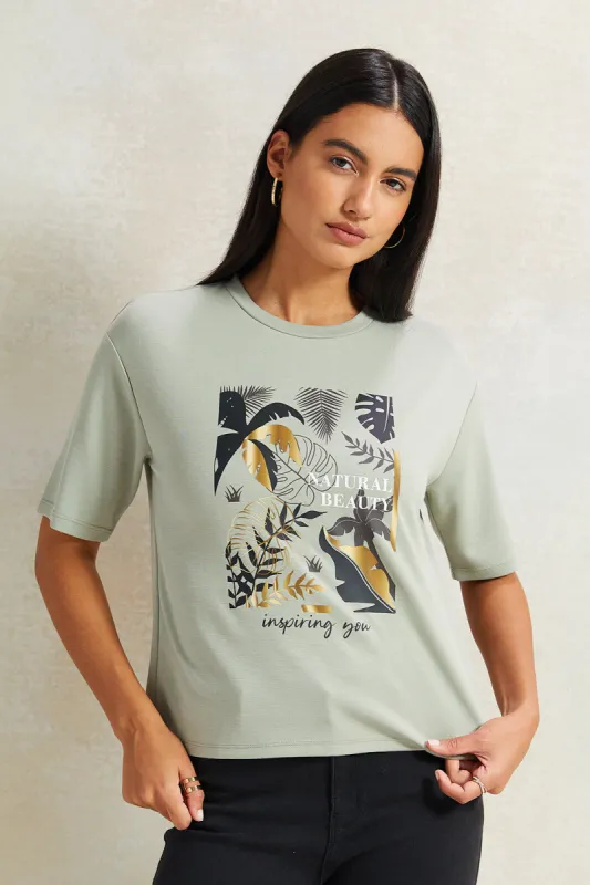 Women Mint Printed T-Shirt sold by Redtag