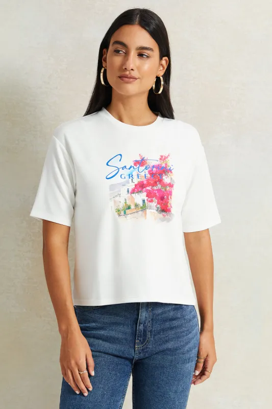Women Ivory Printed T-Shirt sold by Redtag
