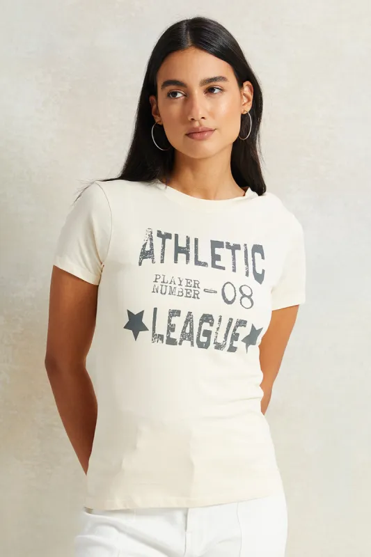 Women Beige Graphic T-Shirt sold by Redtag
