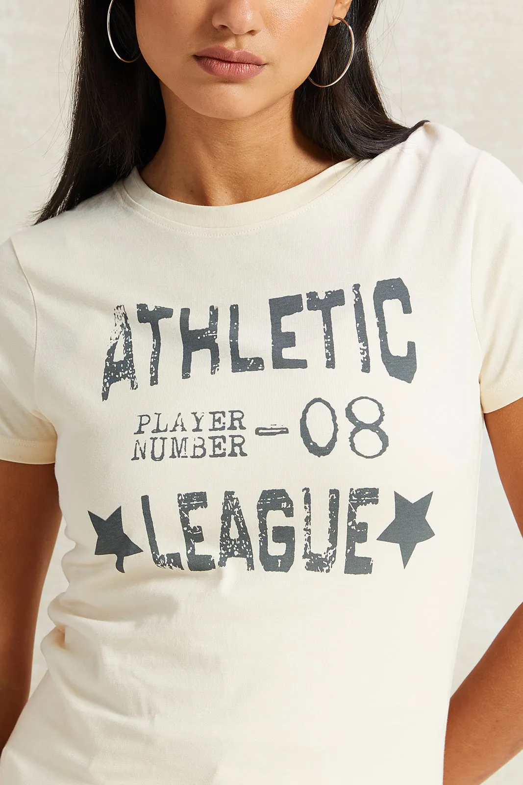 Women Beige Graphic T-Shirt sold by Redtag product image thumbnail 4