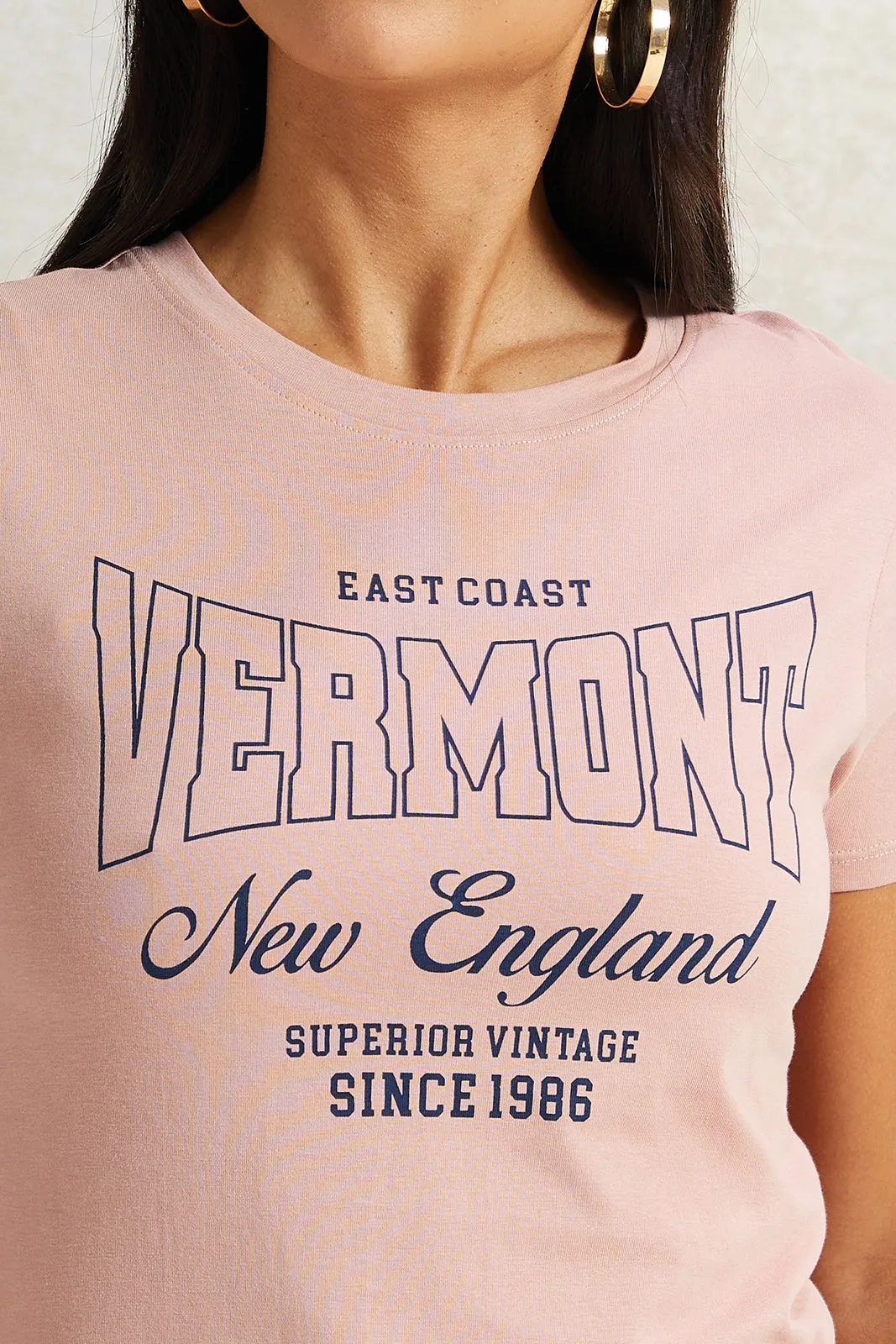 Women Pink Vermont Printed T-Shirt sold by Redtag product image thumbnail 4
