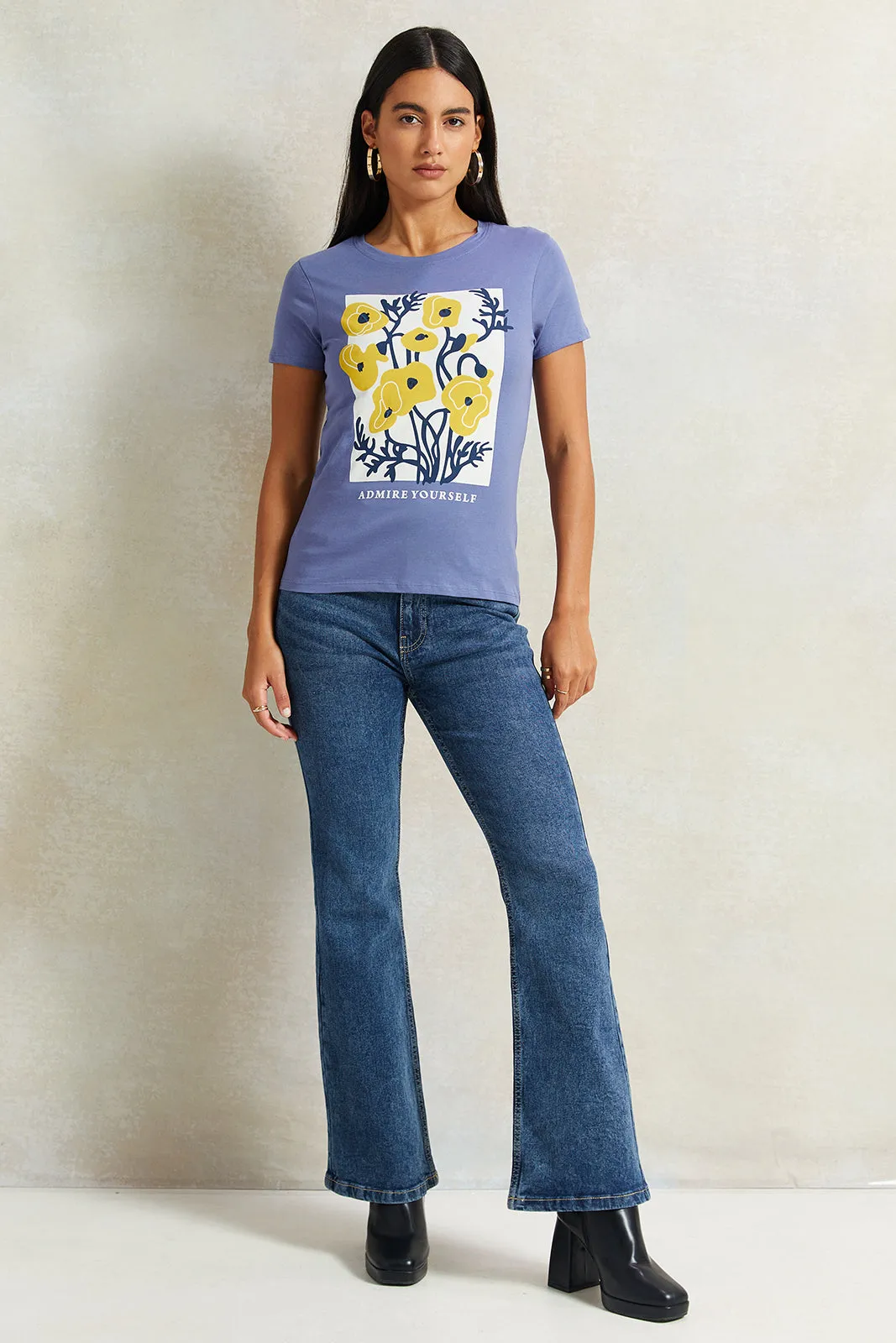 Women Blue Floral Printed T-Shirt sold by Redtag product image thumbnail 2