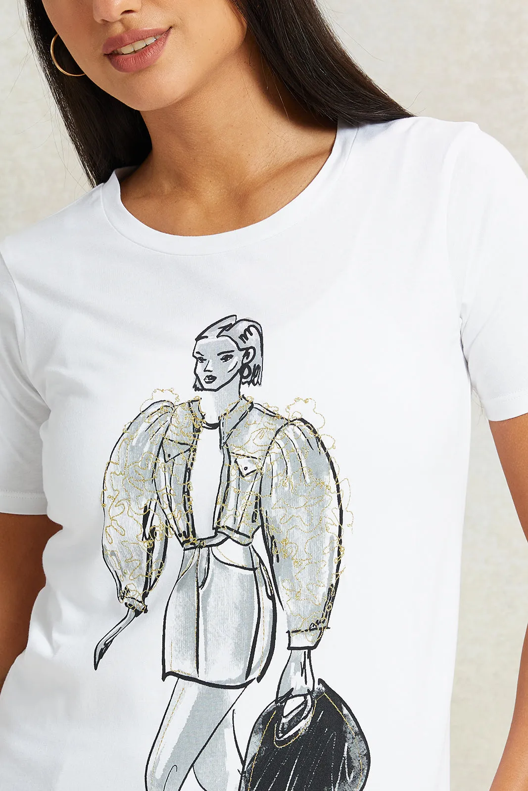 Women White Printed T-Shirt sold by Redtag product image thumbnail 4