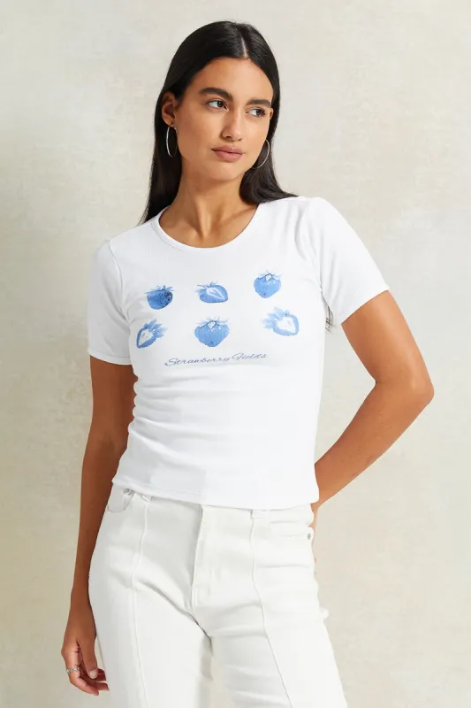 Women Ivory Printed T-Shirt sold by Redtag