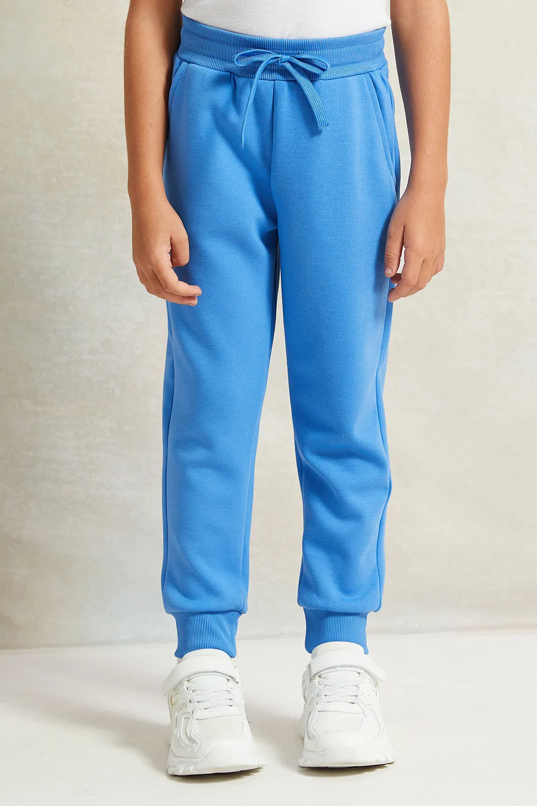Boys Blue Solid Cotton Active Pants sold by Redtag