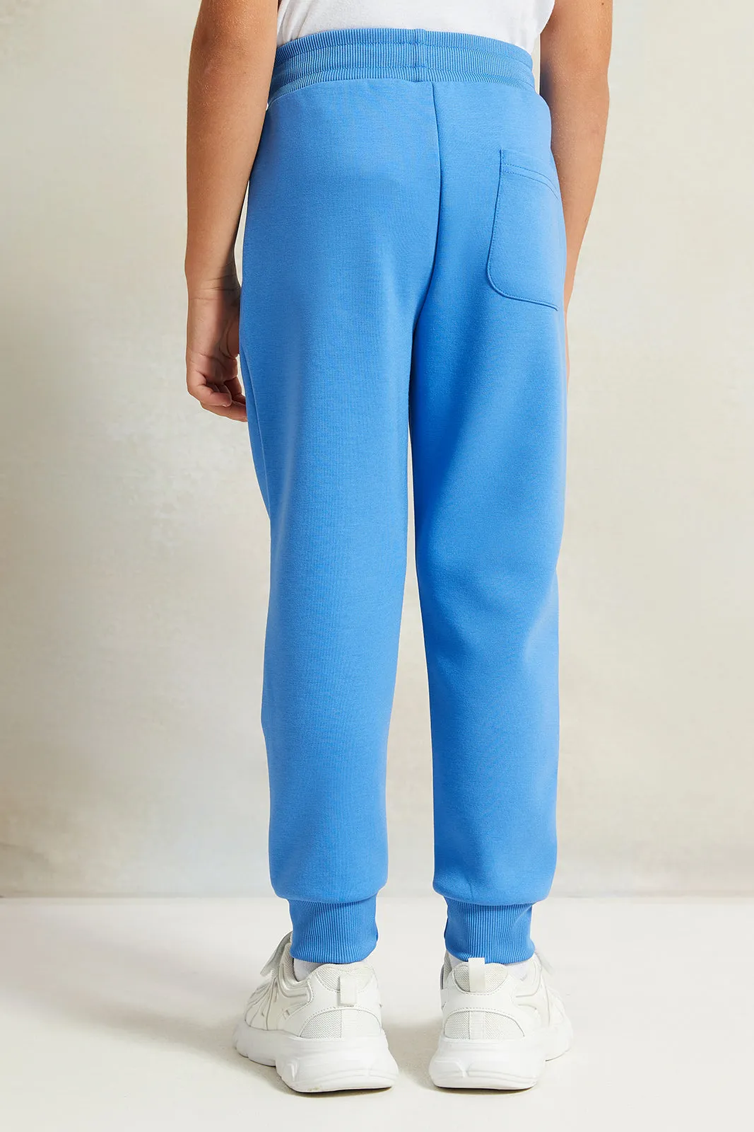 Boys Blue Solid Cotton Active Pants sold by Redtag product image thumbnail 3