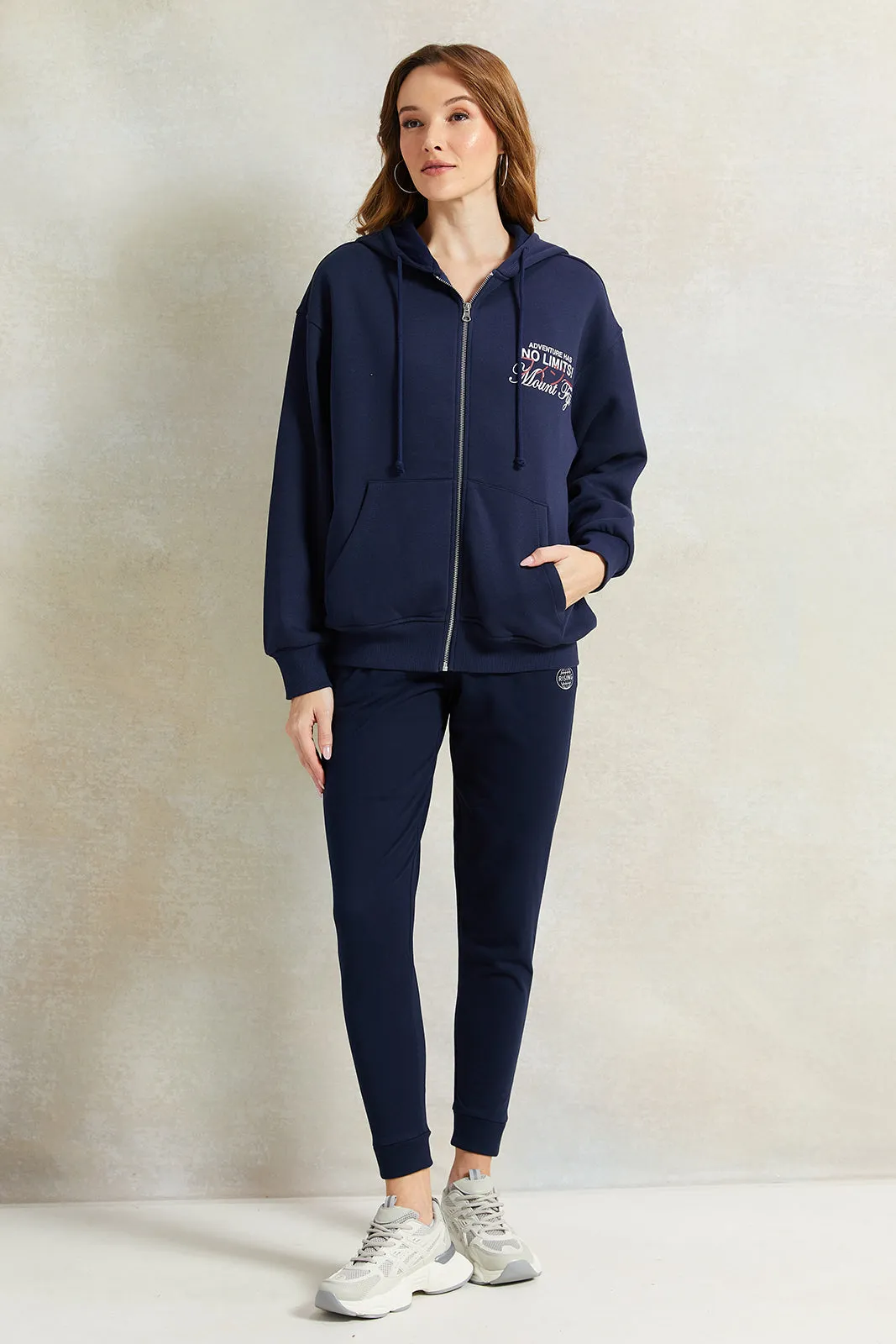 Women Navy Printed Hooded Sweatshirt sold by Redtag product image thumbnail 2