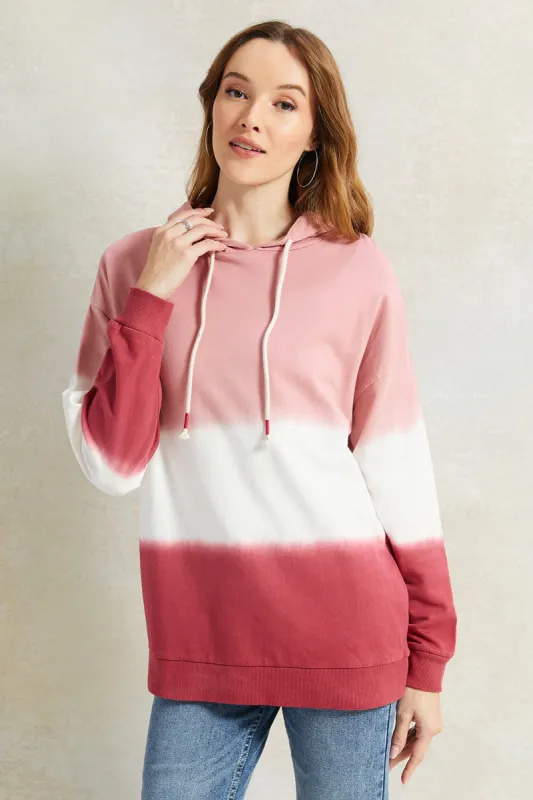 Women Pink Tie Dye Hooded Sweatshirt sold by Redtag