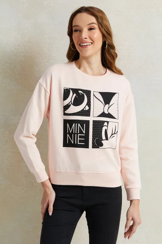 Women Pink Minnie Mouse Printed Sweatshirt sold by Redtag