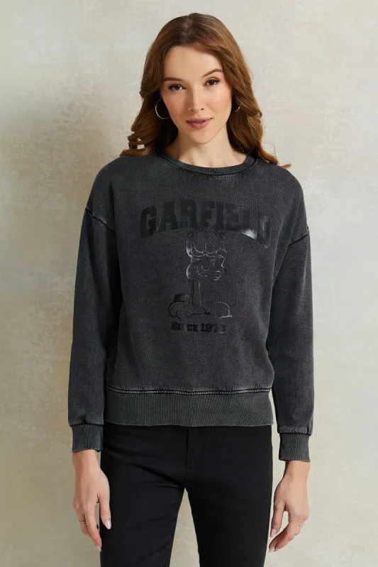 Women Charcoal Garfield Printed Sweatshirt sold by Redtag