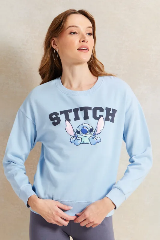 Women Blue Stitch Printed Sweatshirt sold by Redtag