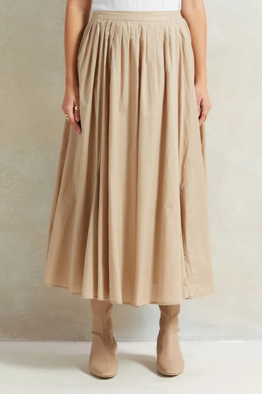 Women Beige Pleated Skirt sold by Redtag