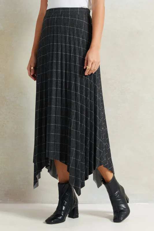 Women Charcoal Checkered Skirt sold by Redtag