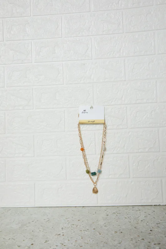 Women Gold Embellished Multilayered Necklace sold by Redtag