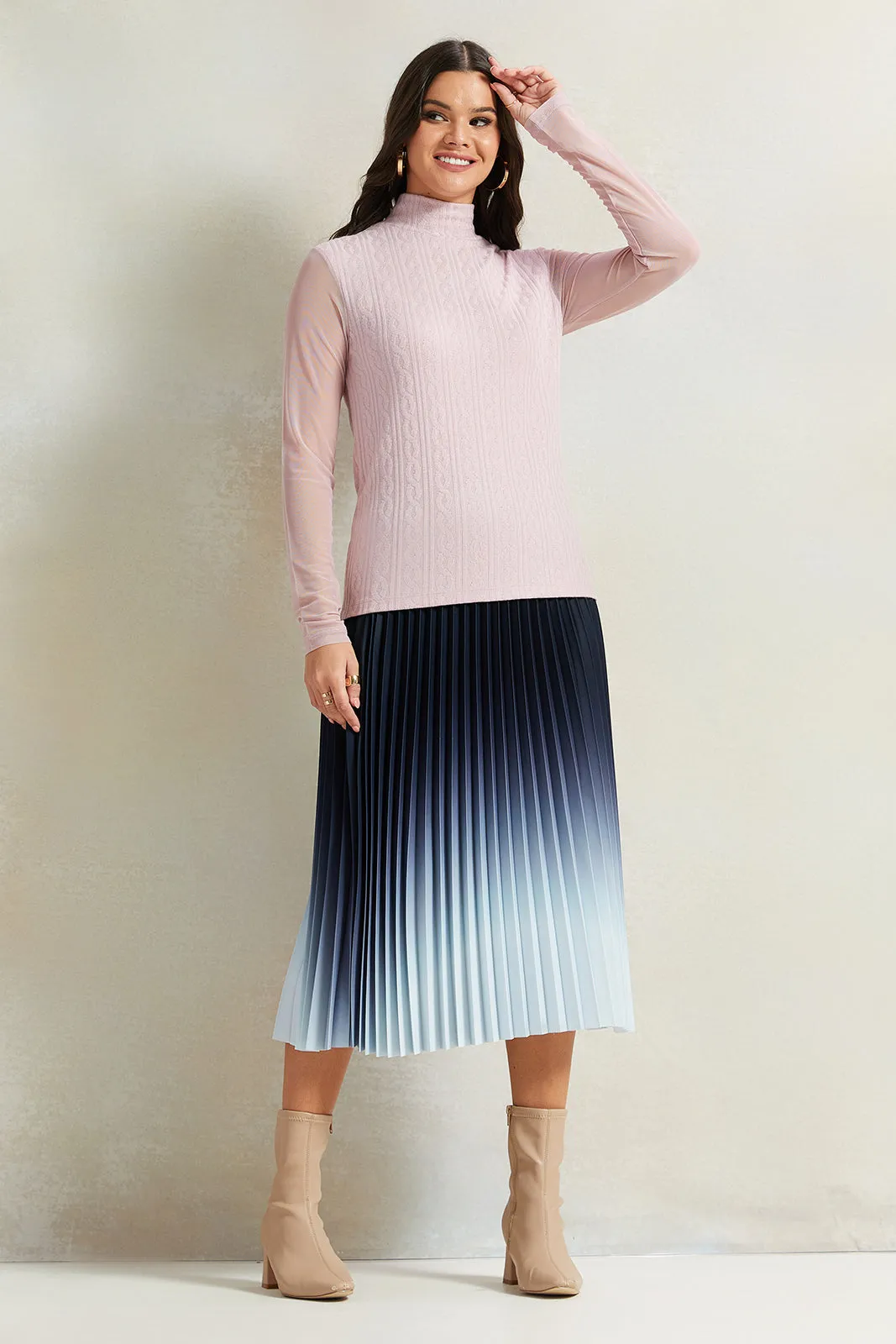 Women Mauve High Neck Jacquard Top sold by Redtag product image thumbnail 2