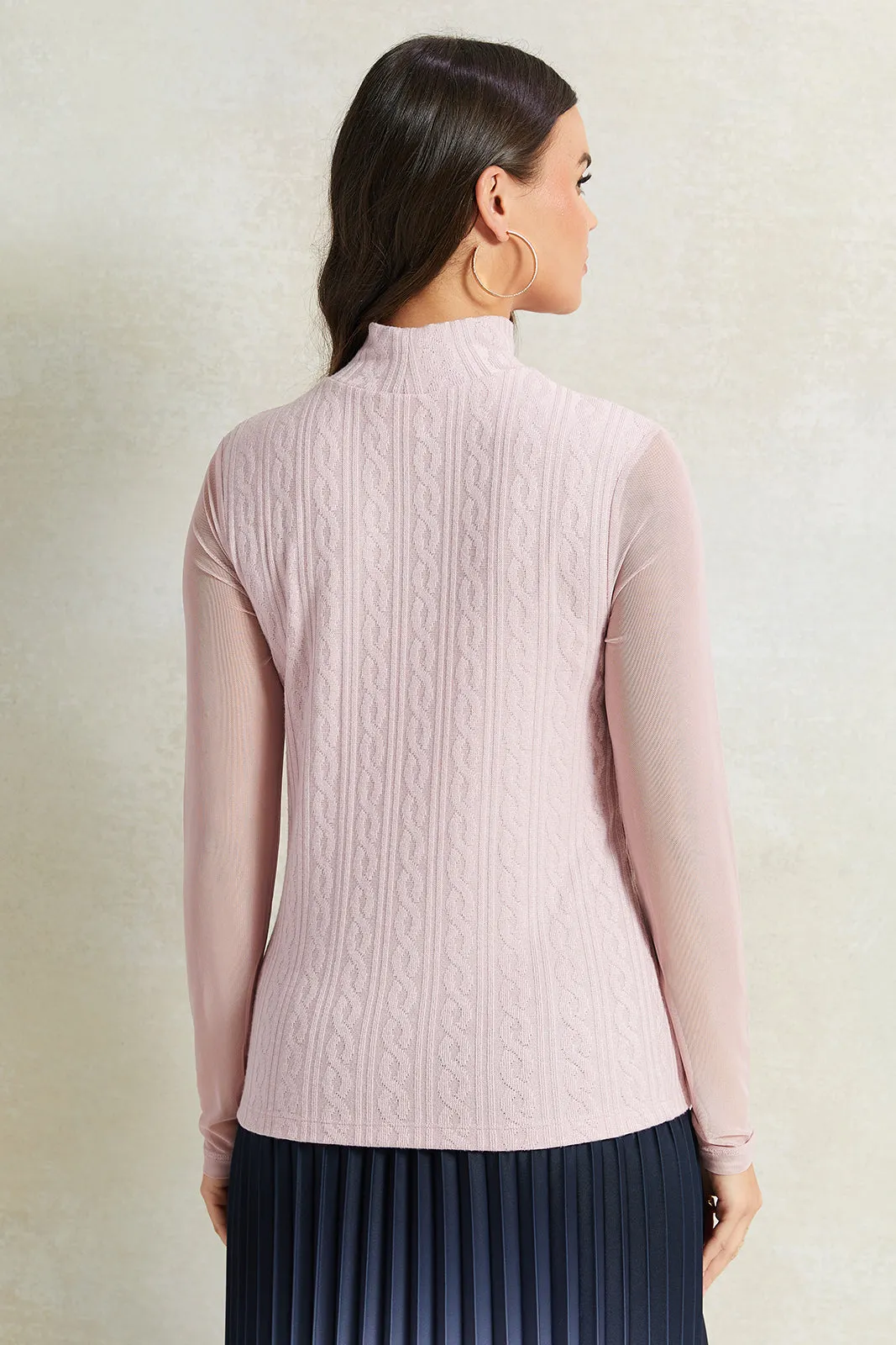 Women Mauve High Neck Jacquard Top sold by Redtag product image thumbnail 3