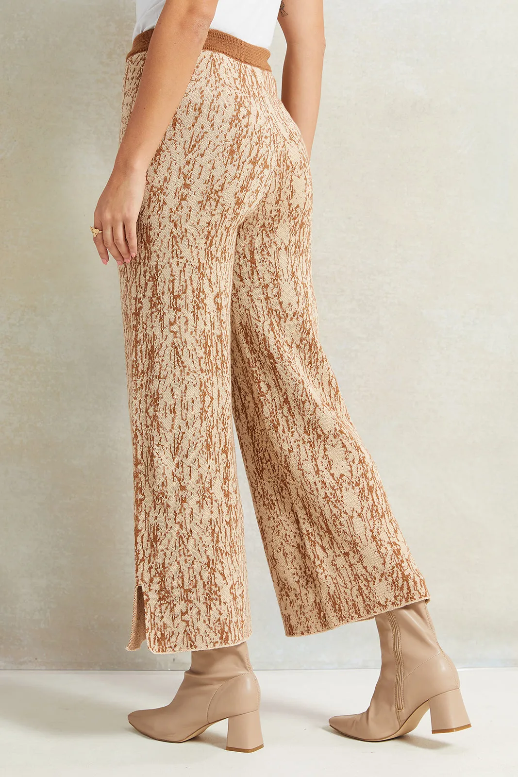 Women Brown Jacquard Wide Leg Pants sold by Redtag product image thumbnail 3