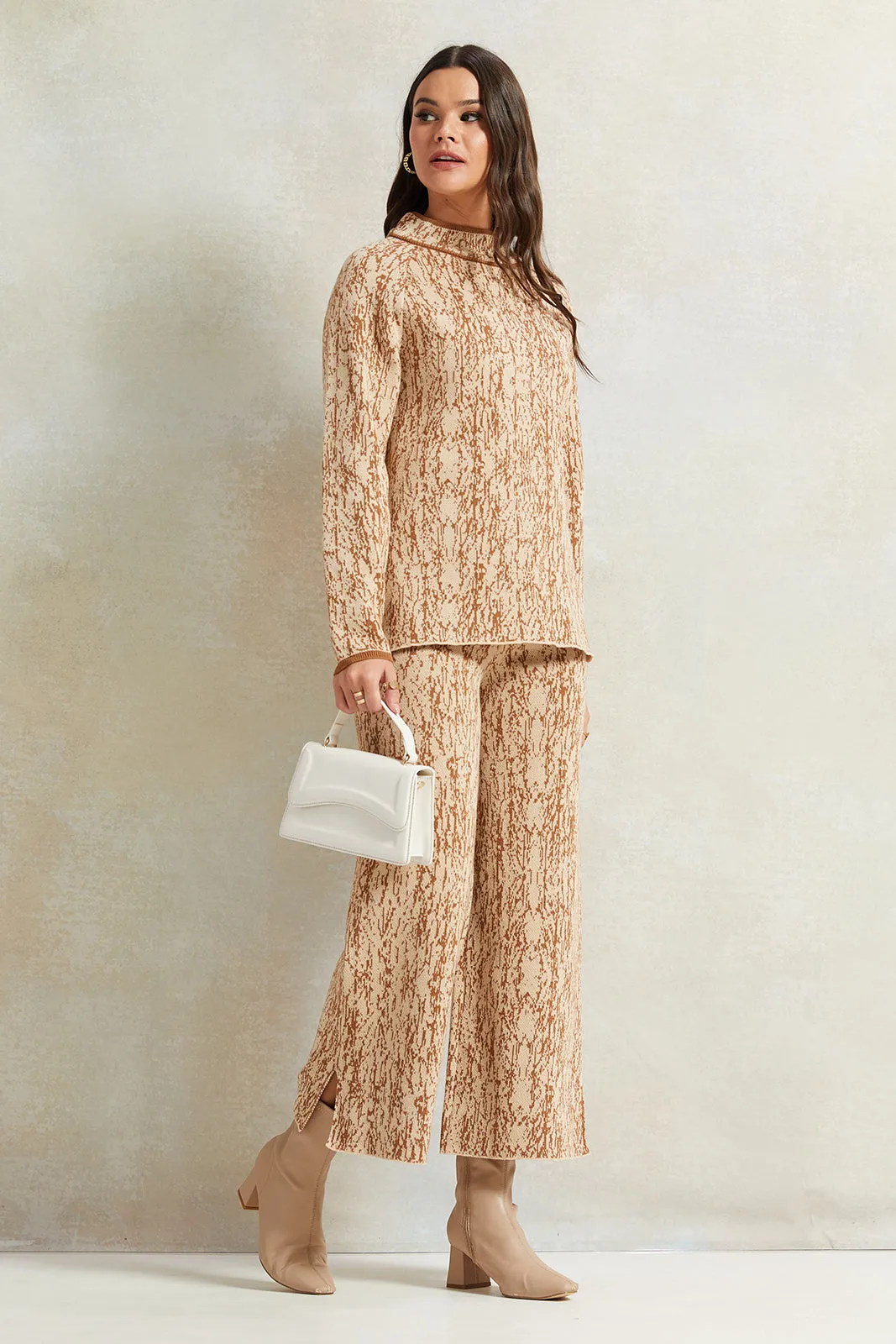 Women Brown Jacquard Wide Leg Pants sold by Redtag product image thumbnail 2