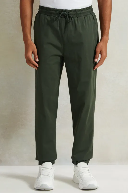 Men Olive Solid Lounge Pant sold by Redtag