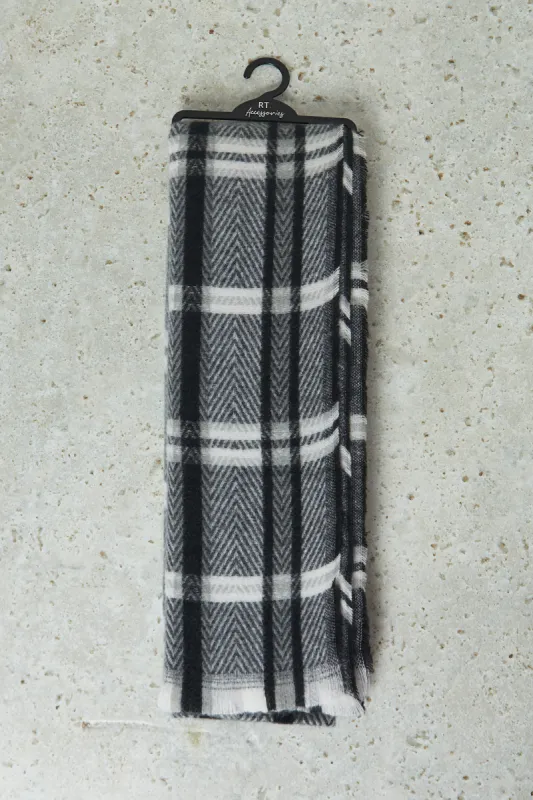 Men Grey And Black Checkered Scarf sold by Redtag