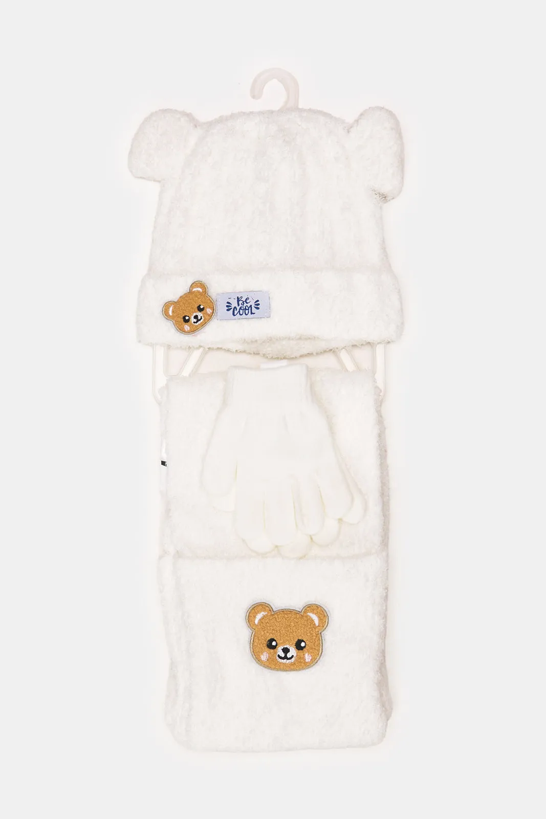 Boys White Knitted Scarf Set (3 Piece) sold by Redtag