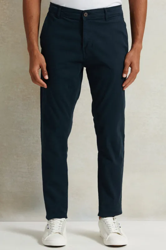 Men Navy Slim Fit Chino Trousers sold by Redtag