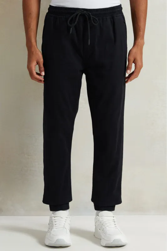 Men Black Plain Twill Jogger sold by Redtag