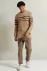 Men Brown Solid Twill Jogger sold by Redtag