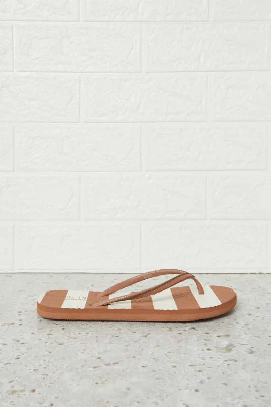 Women Brown Striped Flip Flop sold by Redtag