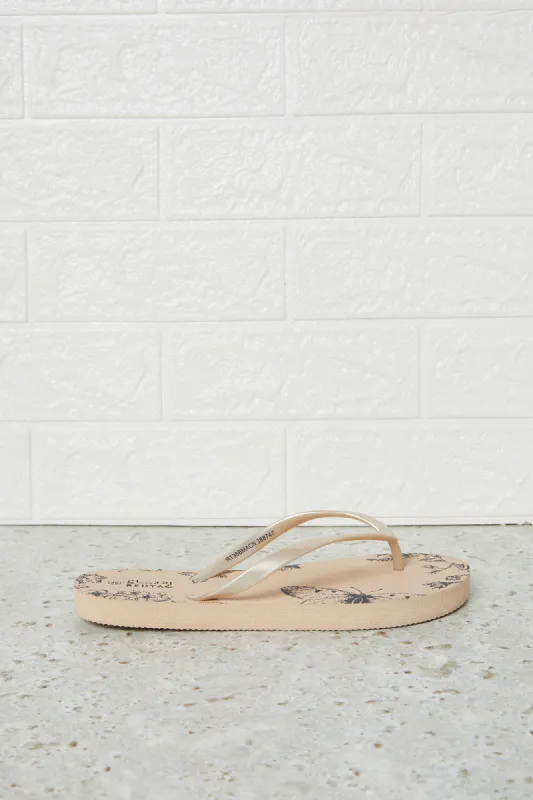 Women Beige Butterfly Printed Flip Flop sold by Redtag