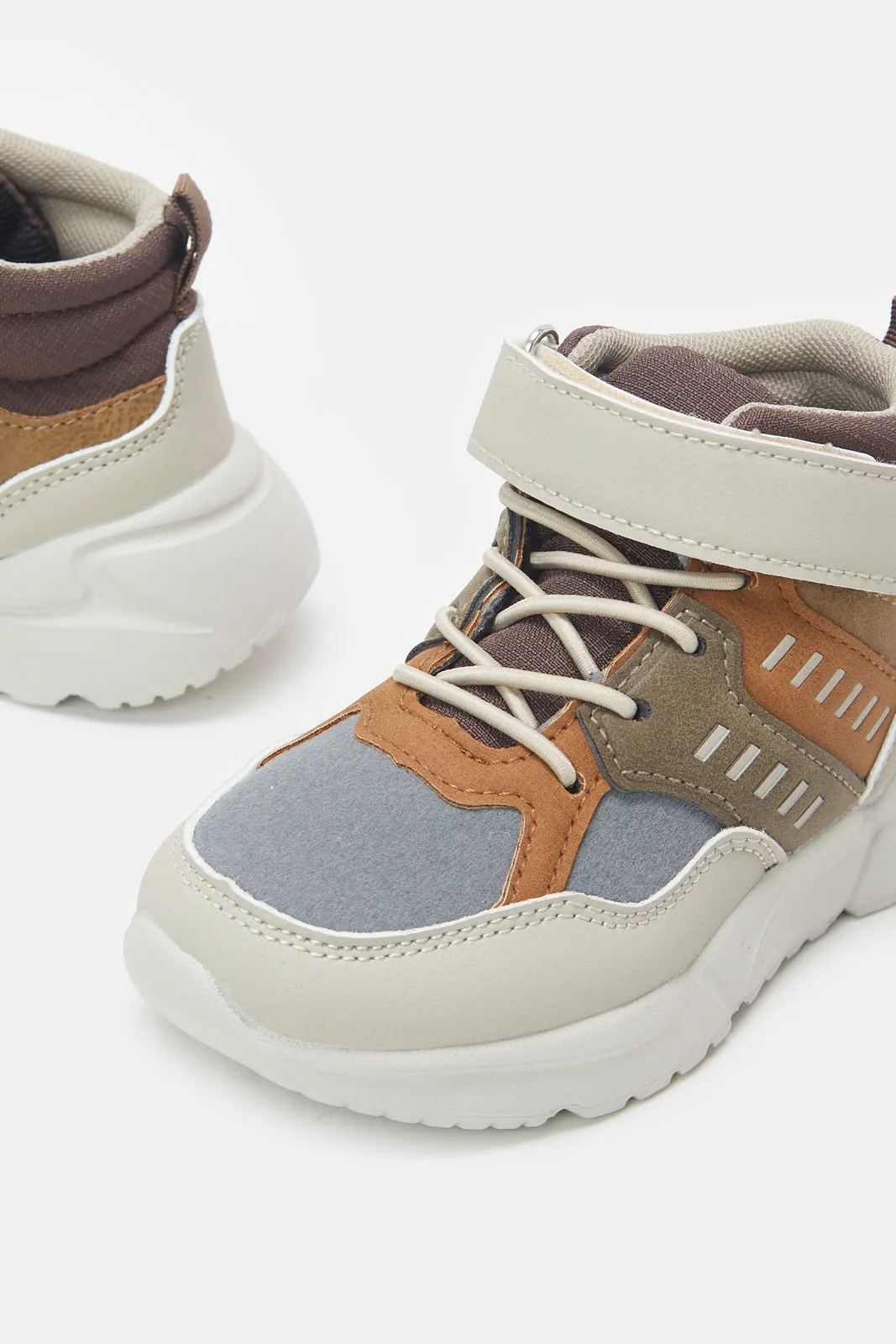 Boys Multicolour Overlayed High Top Sneakers sold by Redtag product image thumbnail 3