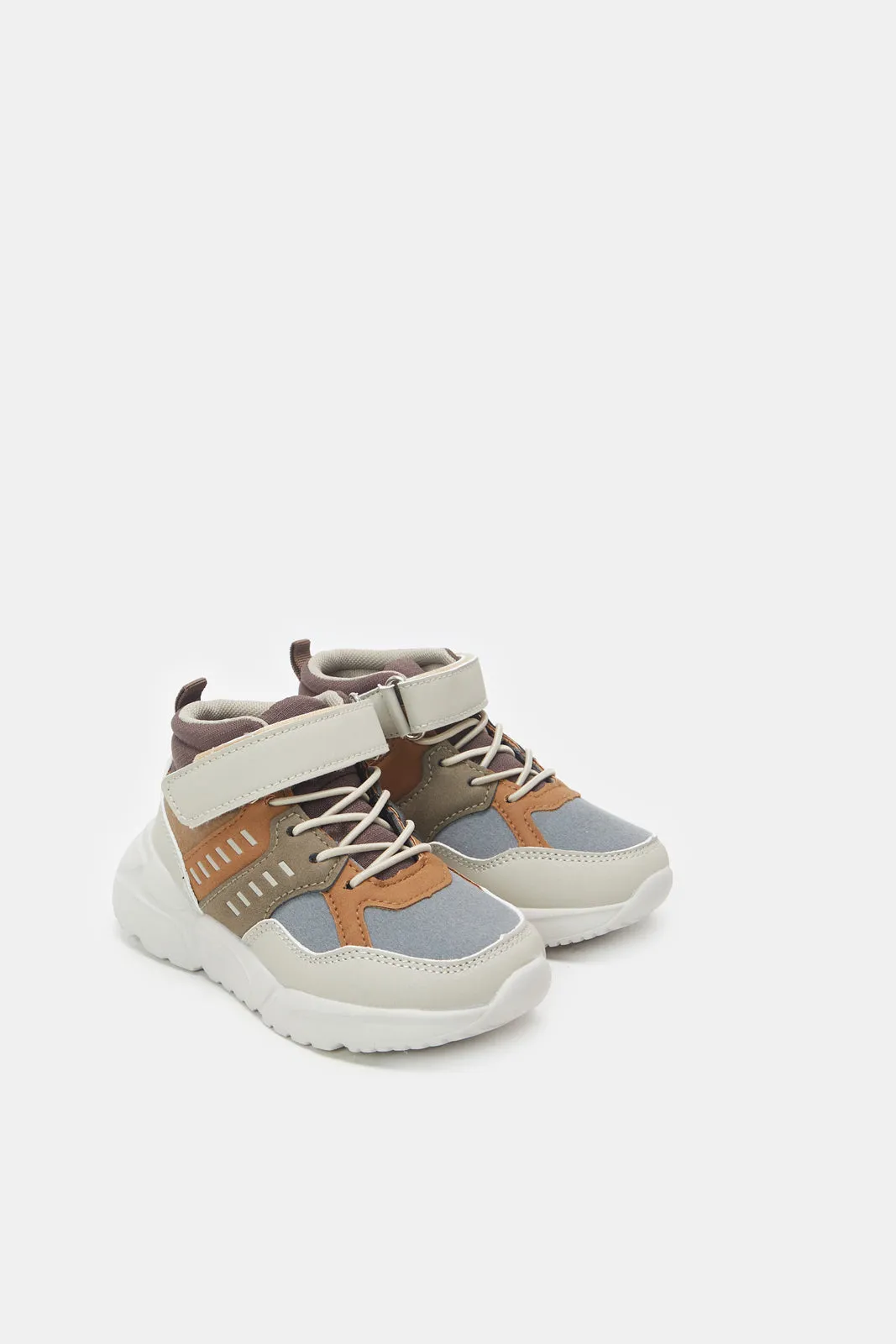 Boys Multicolour Overlayed High Top Sneakers sold by Redtag product image thumbnail 2