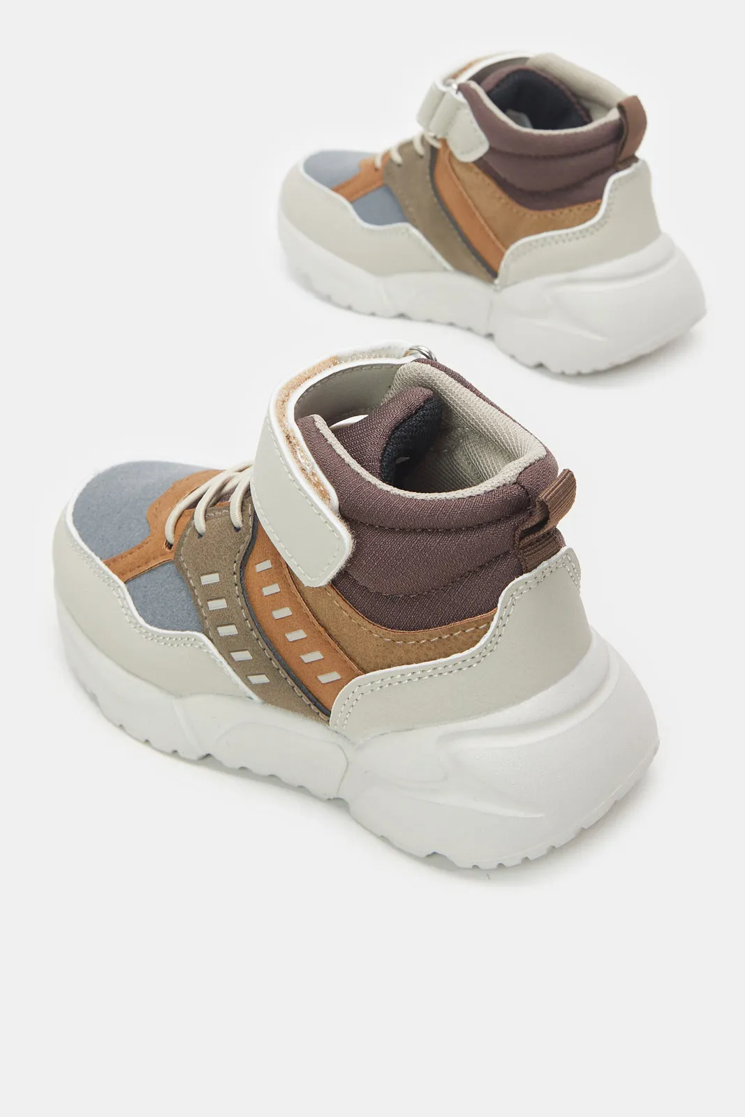 Boys Multicolour Overlayed High Top Sneakers sold by Redtag product image thumbnail 4