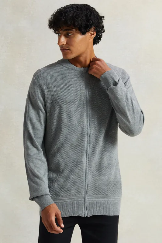 Men Grey Solid Sweater sold by Redtag