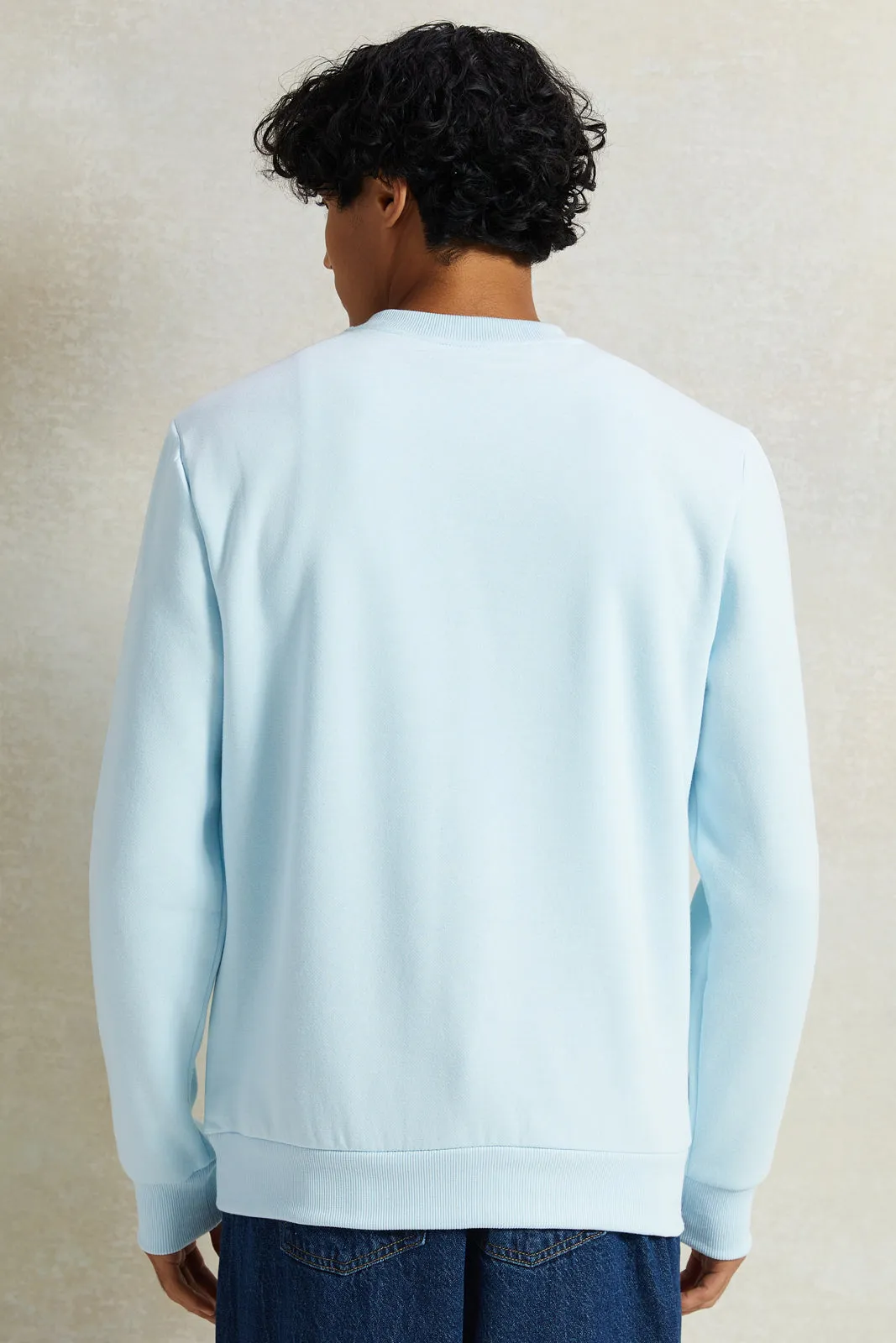 Men Blue Crew Neck Sweatshirt sold by Redtag product image thumbnail 3