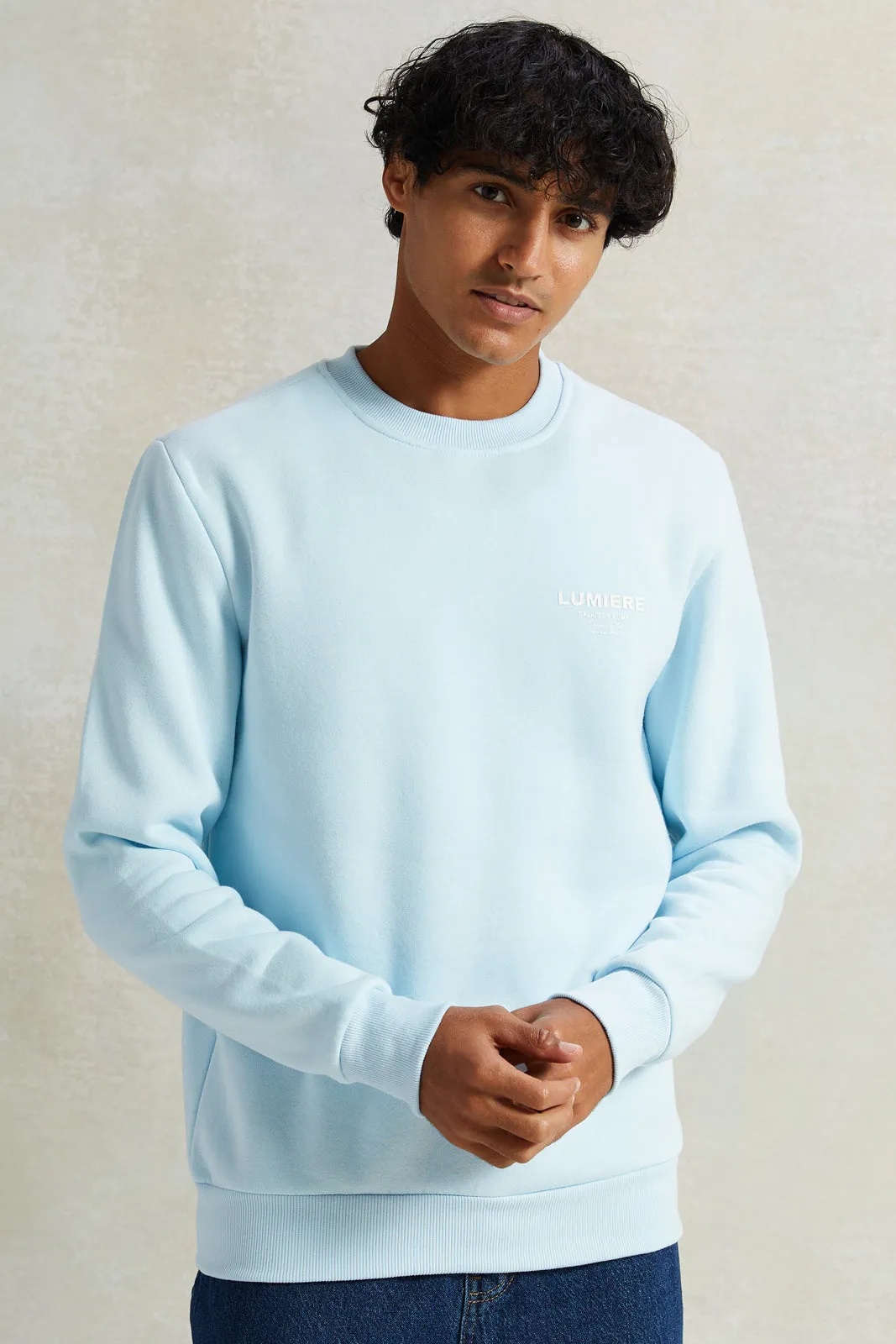 Men Blue Crew Neck Sweatshirt sold by Redtag