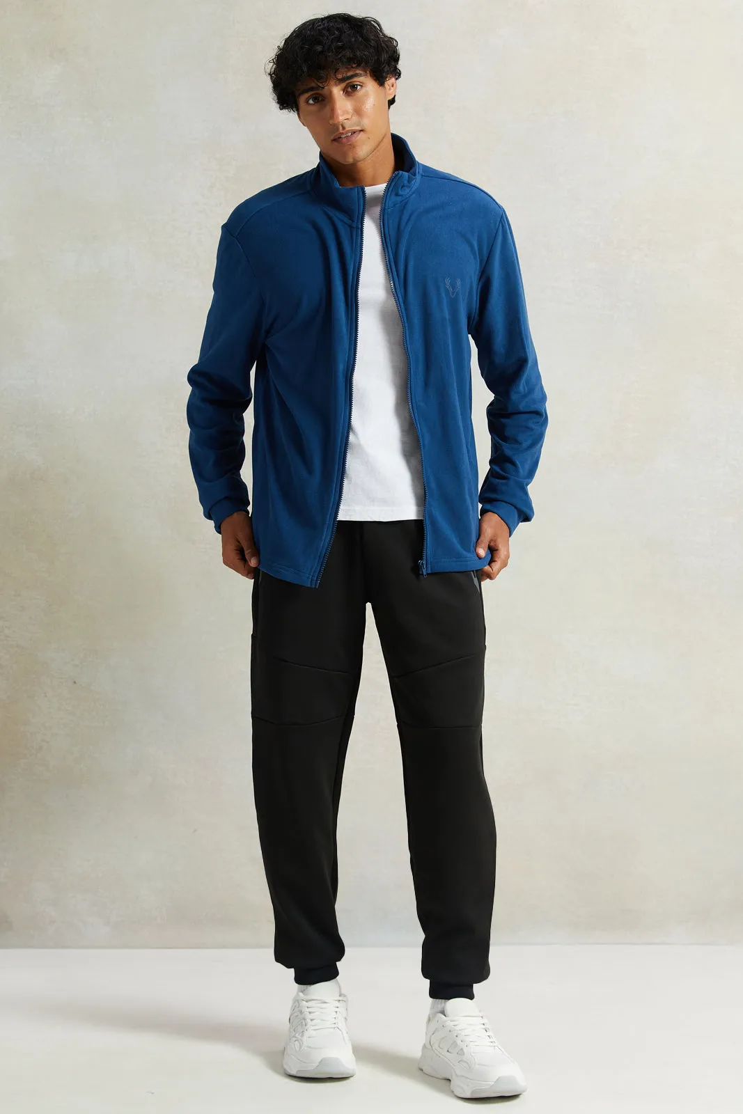 Men Blue Micro Polar Zipper Sweatshirt sold by Redtag product image thumbnail 2