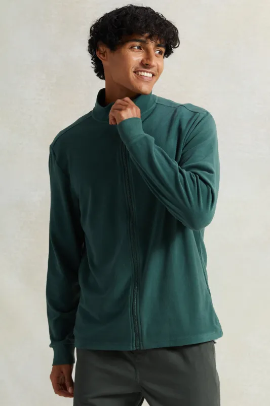 Men Green Solid Sweatshirt sold by Redtag