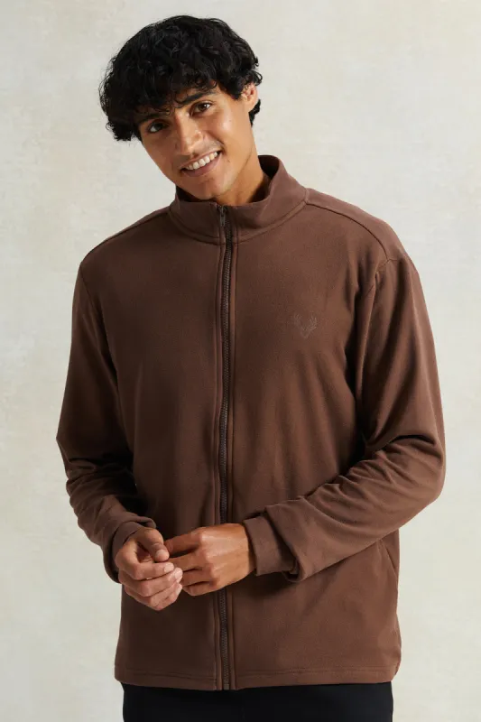 Men Brown High-Neck Sweatshirt sold by Redtag