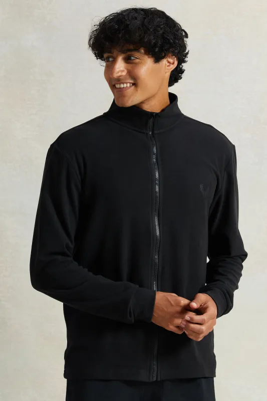 Men Black Micro Polar Sweatshirt sold by Redtag