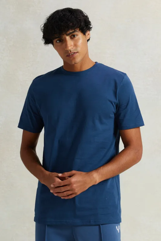 Men Navy Crew Neck T-Shirt sold by Redtag